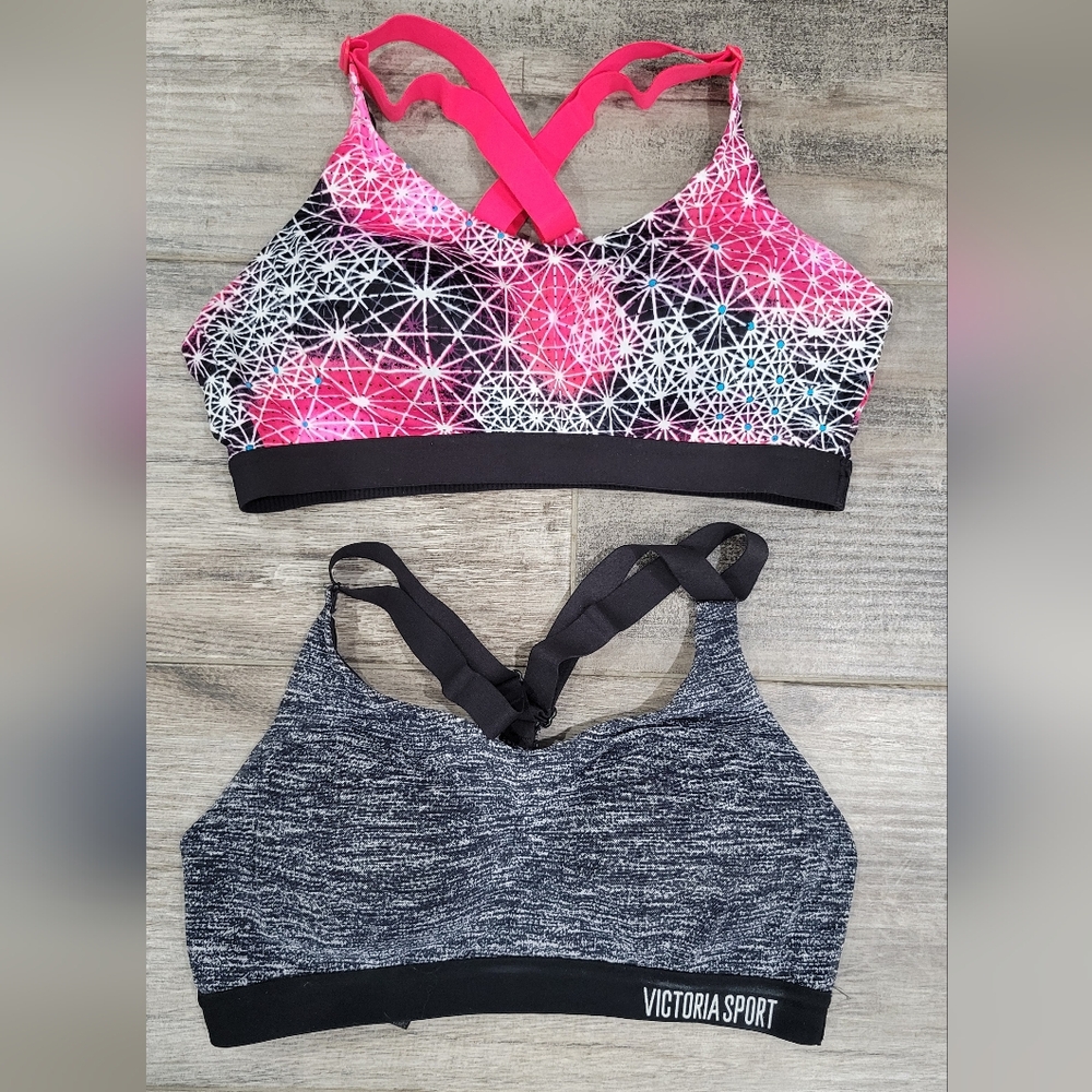 Victoria Secret Sport Bras - Gray Sportsbra and Pink Line Design Sportsbra